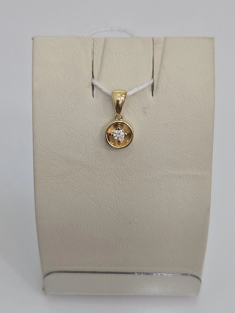 Подвес с бриллиантом из желтого золота 585 пробы