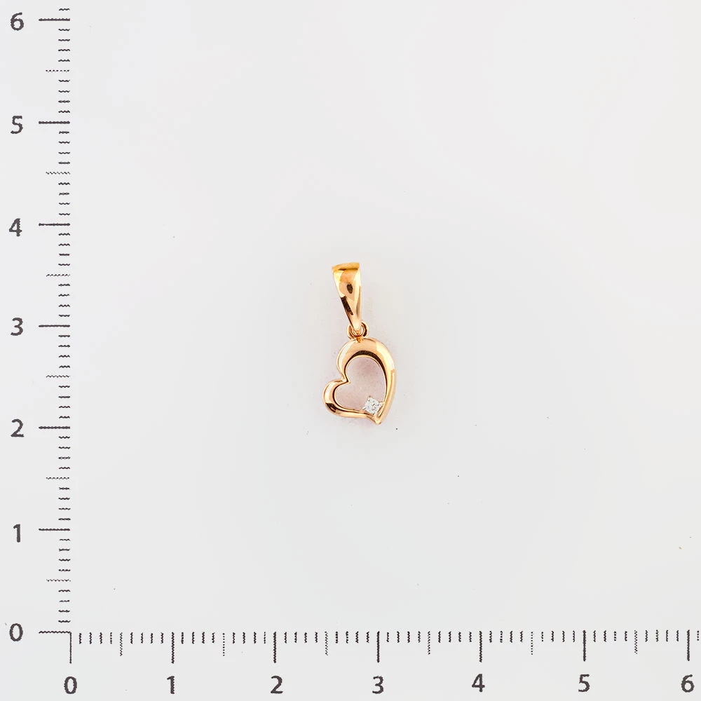 Подвес с бриллиантом из красного золота 585 пробы