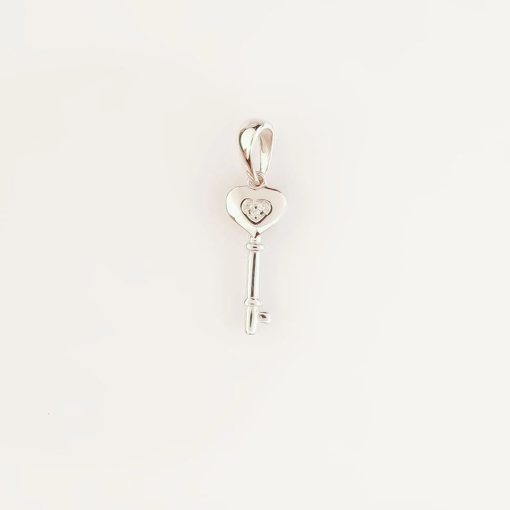 Подвес с бриллиантом из белого золота 585 пробы