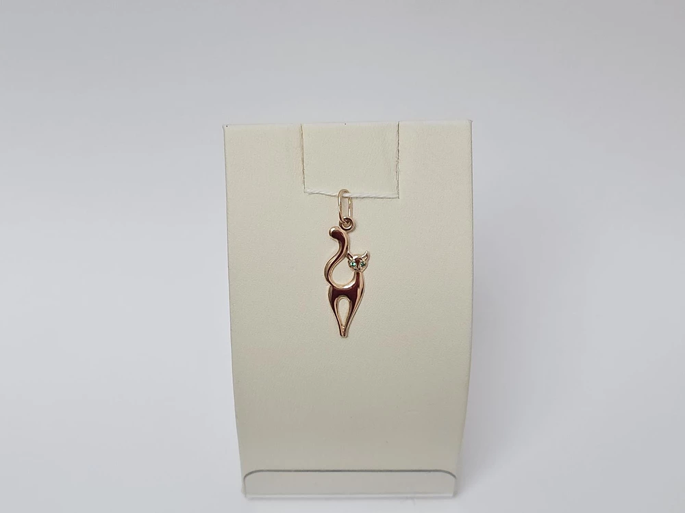 Подвес с фианитом из красного золота 585 пробы