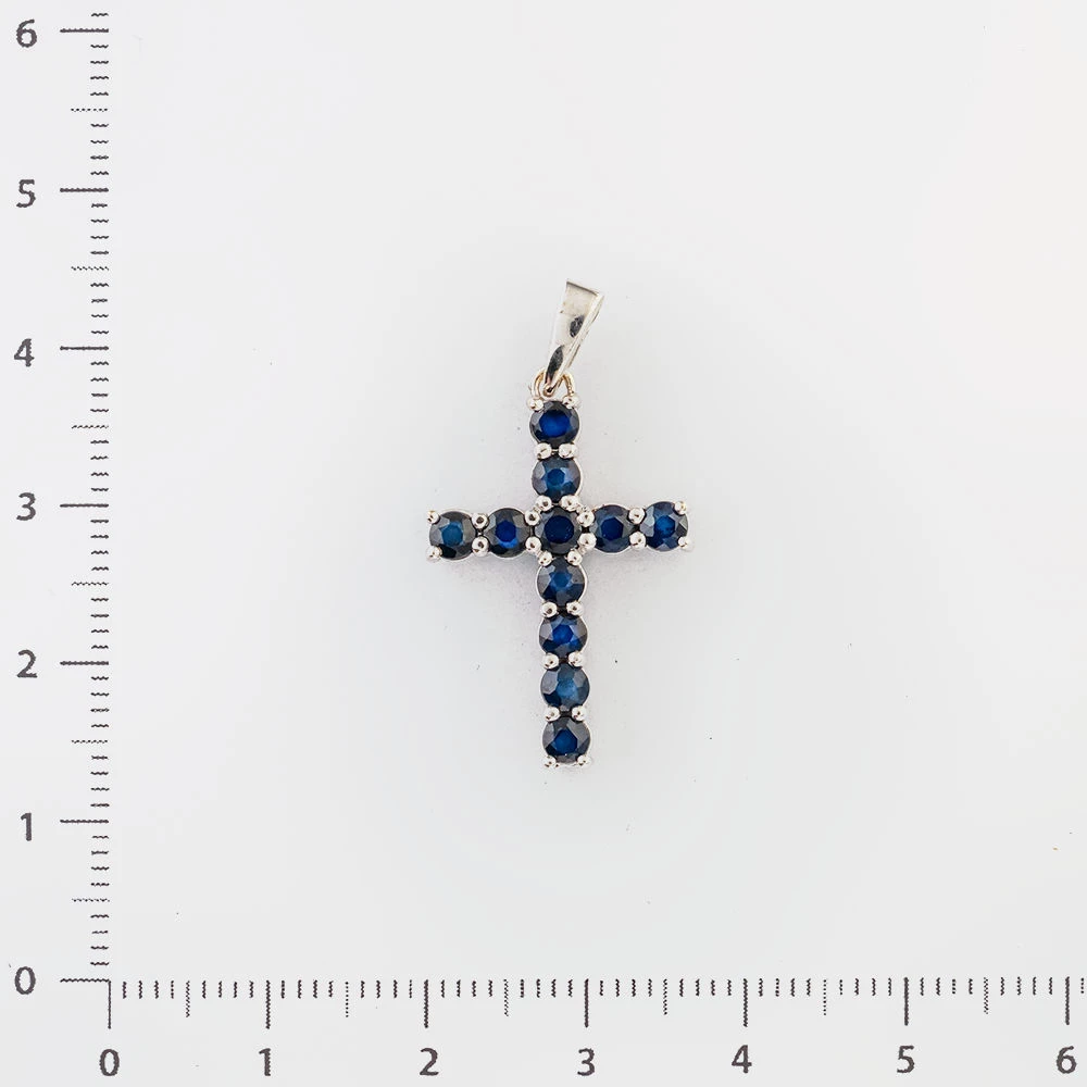 Подвес с сапфиром из белого золота 585 пробы