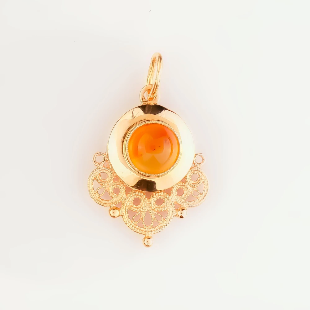 Подвес с халцедоном из красного золота 583 пробы