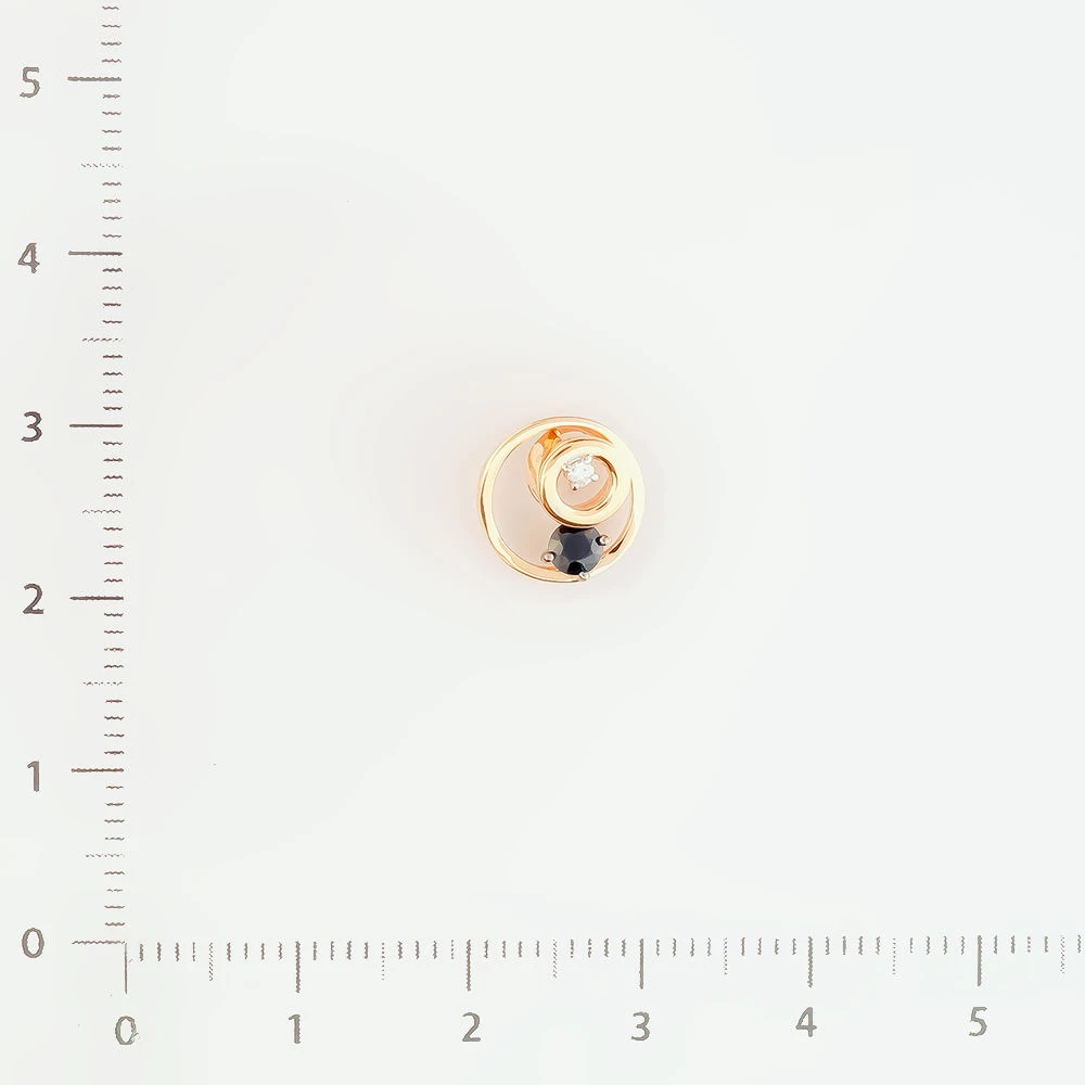 Подвес с сапфиром из красного золота 585 пробы