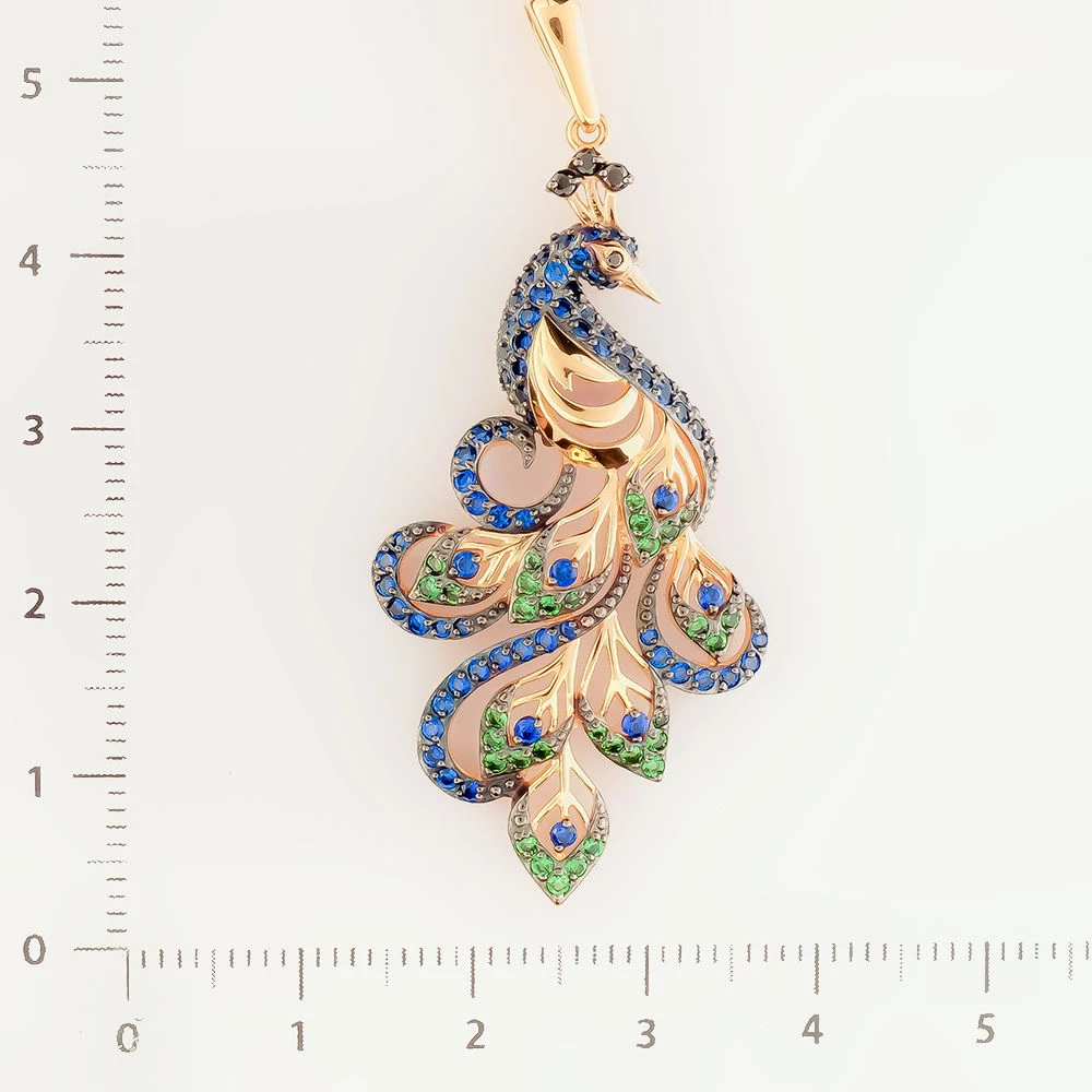 Подвес с фианитом из красного золота 585 пробы