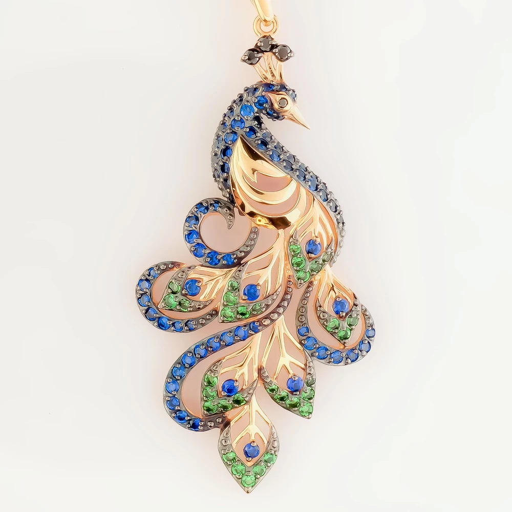 Подвес с фианитом из красного золота 585 пробы