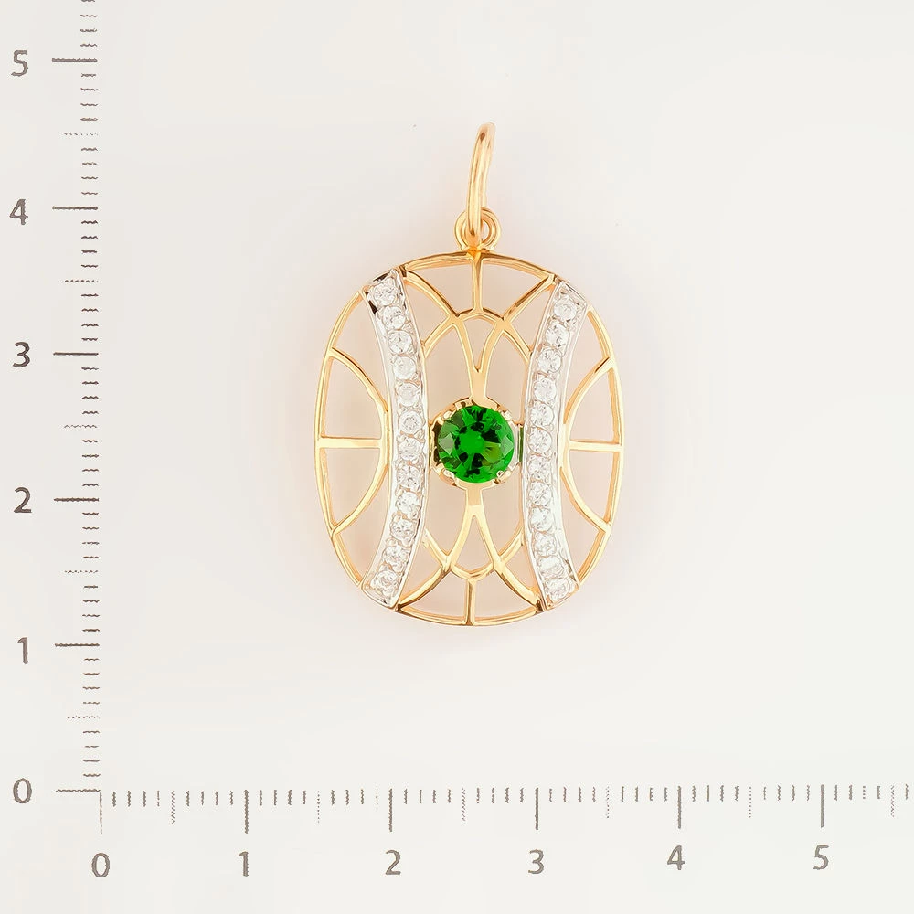 Подвес с ситаллом из красного золота 585 пробы