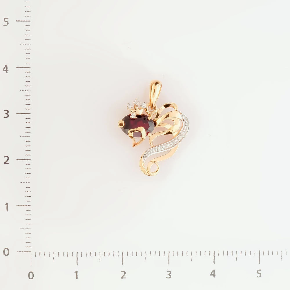 Подвес с гранатом из красного золота 585 пробы