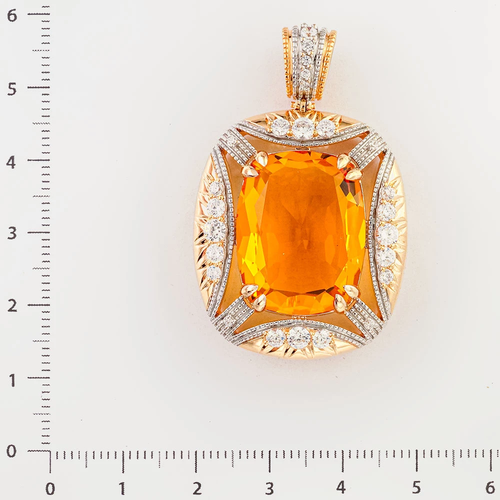 Подвес с кварцем из красного золота 585 пробы