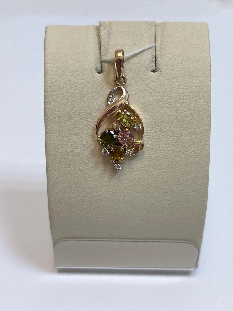 Подвес с султанитом синтетическим из красного золота 585 пробы