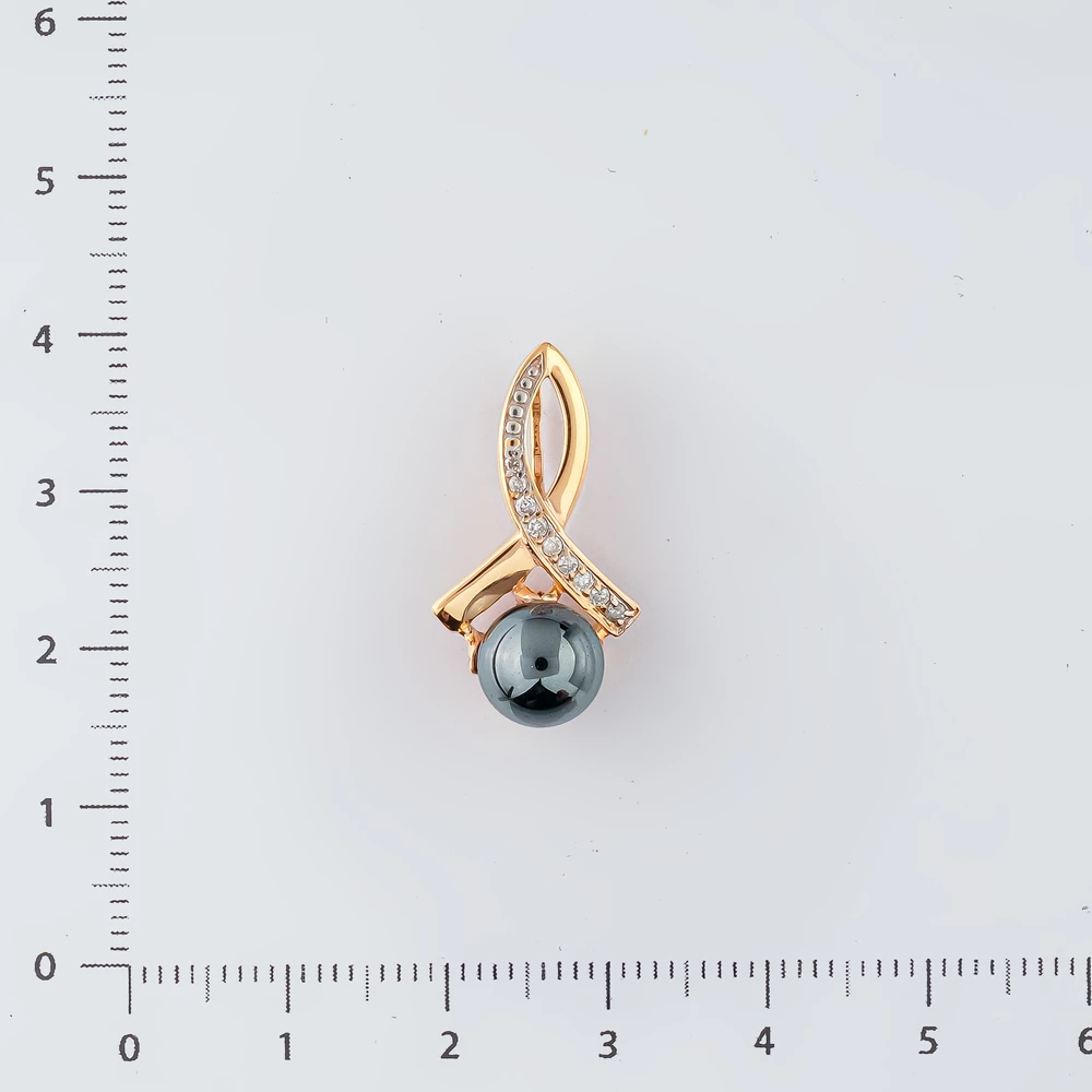 Подвес с культивированным жемчугом из красного золота 585 пробы