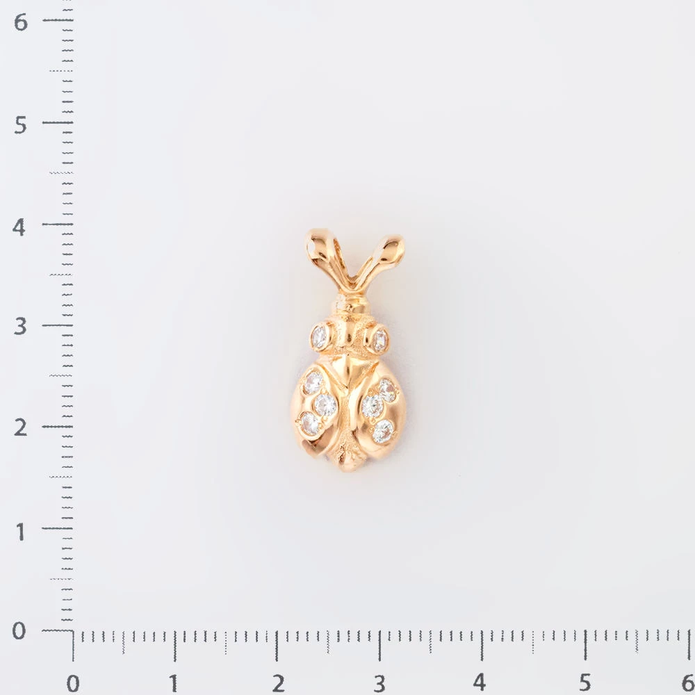 Подвес с фианитом из красного золота 585 пробы