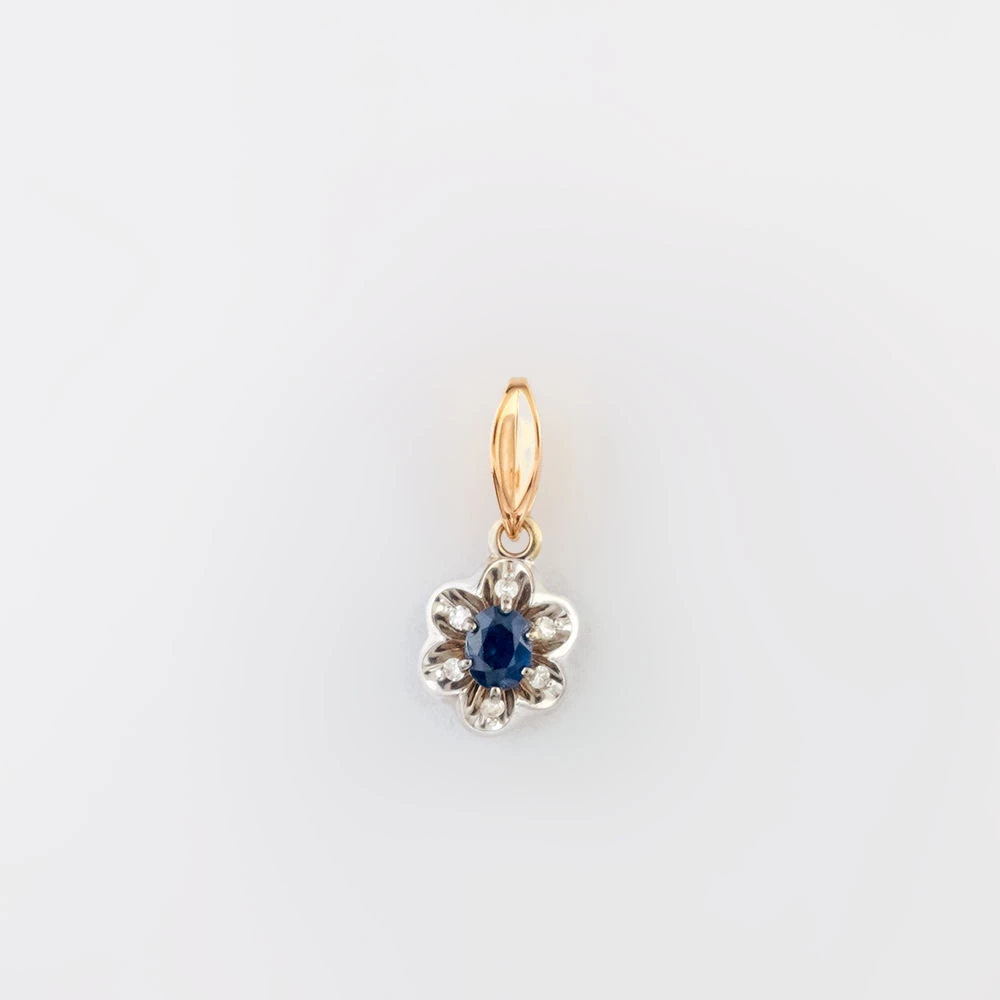 Подвес с сапфиром из красного золота 585 пробы