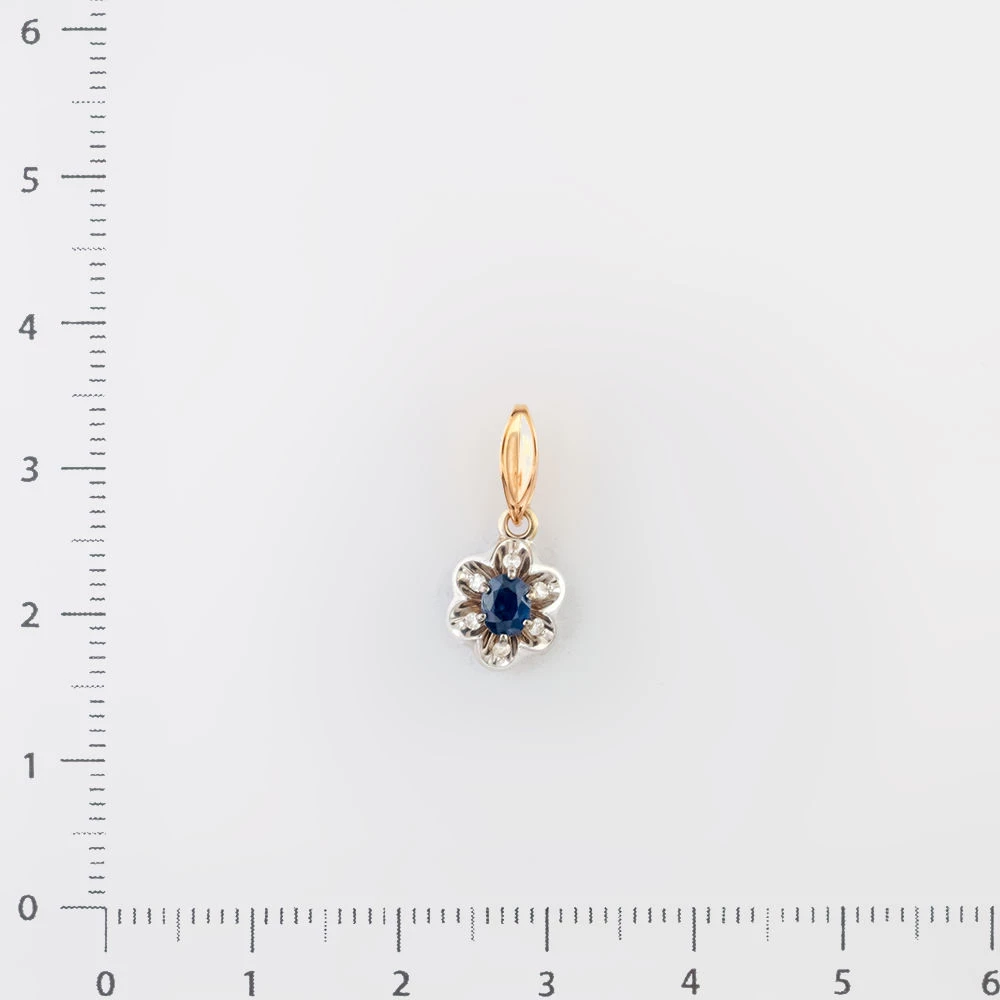 Подвес с сапфиром из красного золота 585 пробы