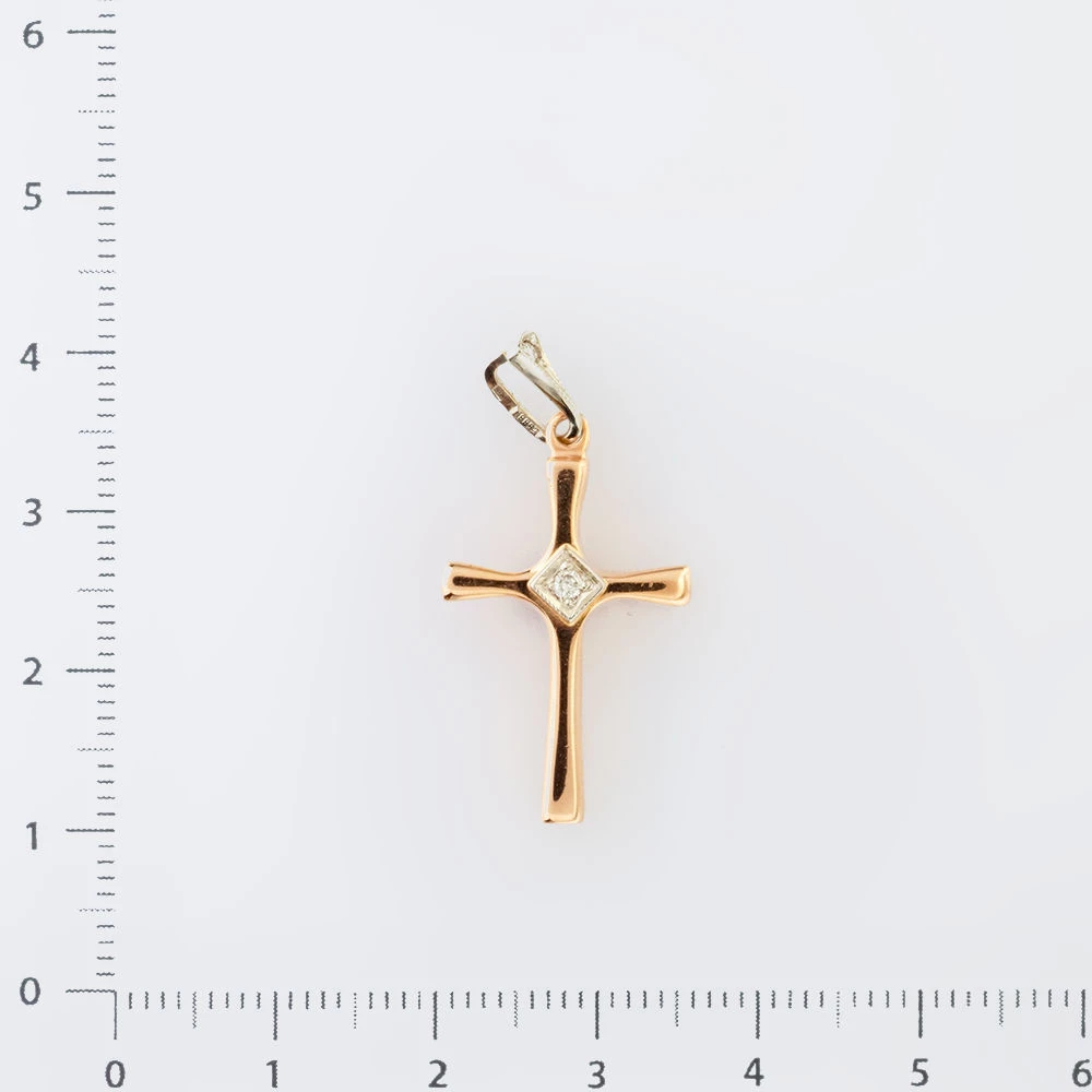 Подвес с бриллиантом из красного золота 585 пробы