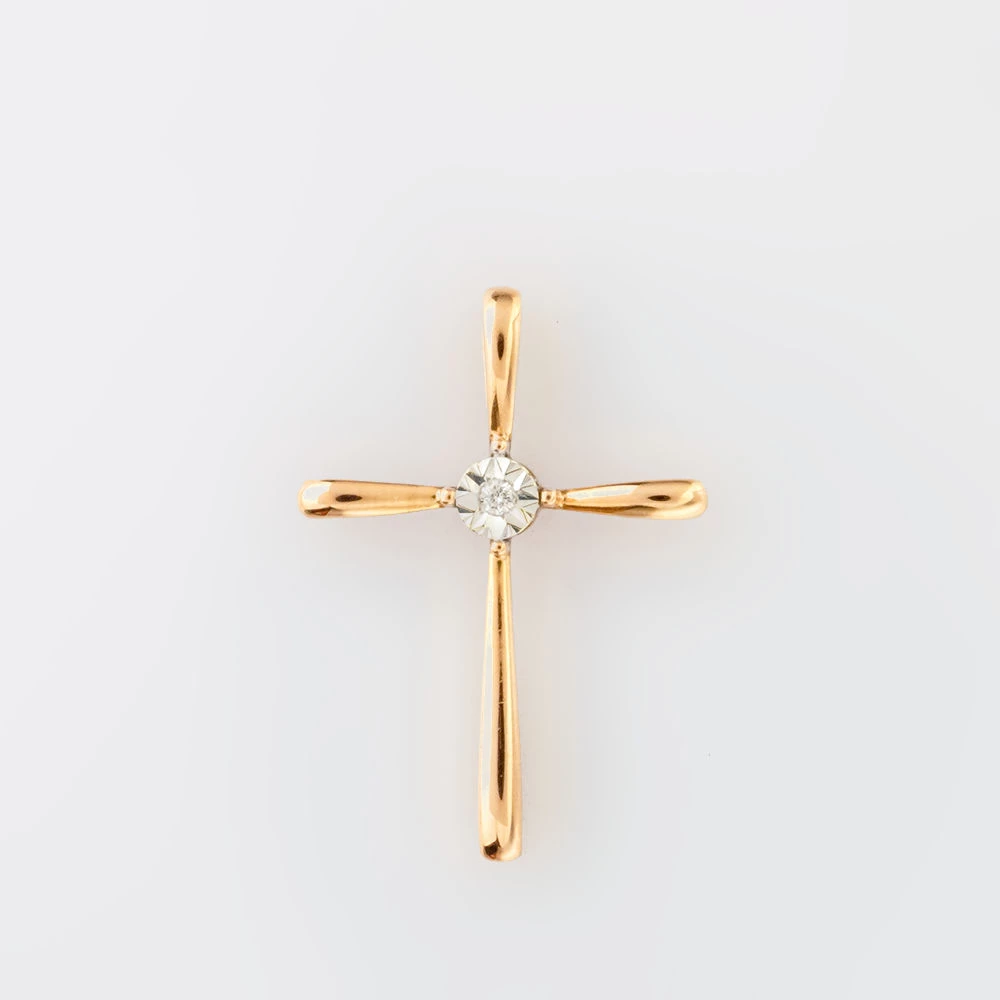 Подвес с бриллиантом из красного золота 585 пробы