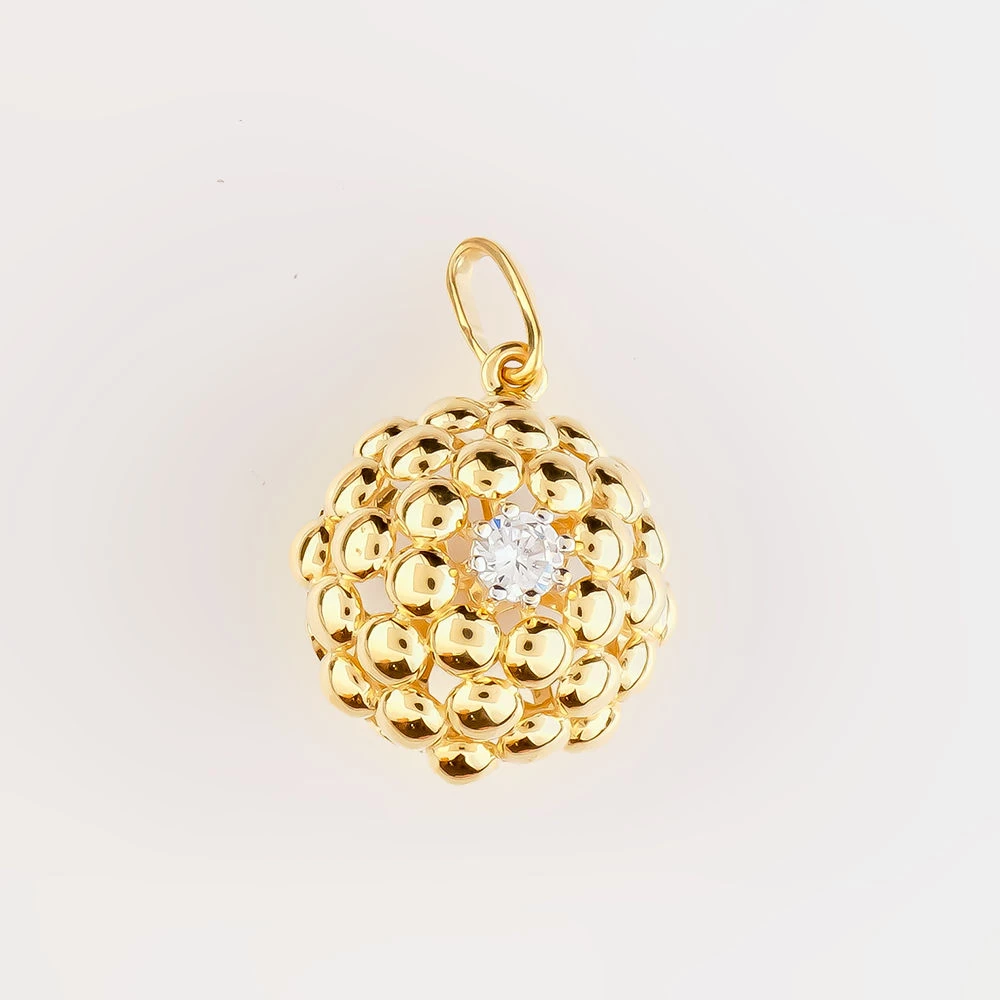 Подвес с фианитом из желтого золота 585 пробы