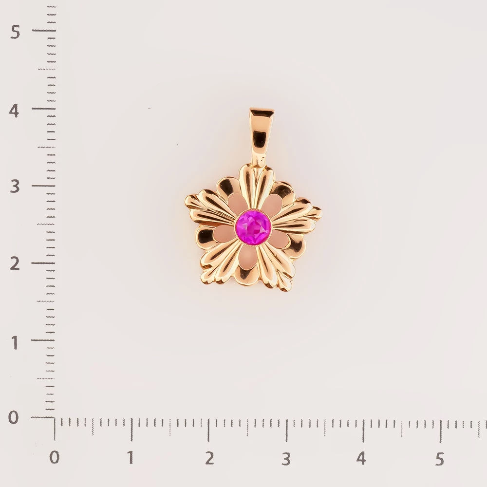 Подвес с фианитом из красного золота 583 пробы