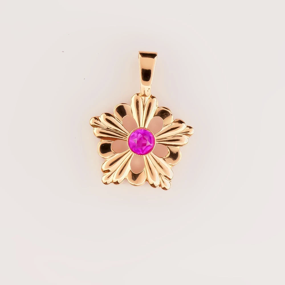 Подвес с фианитом из красного золота 583 пробы