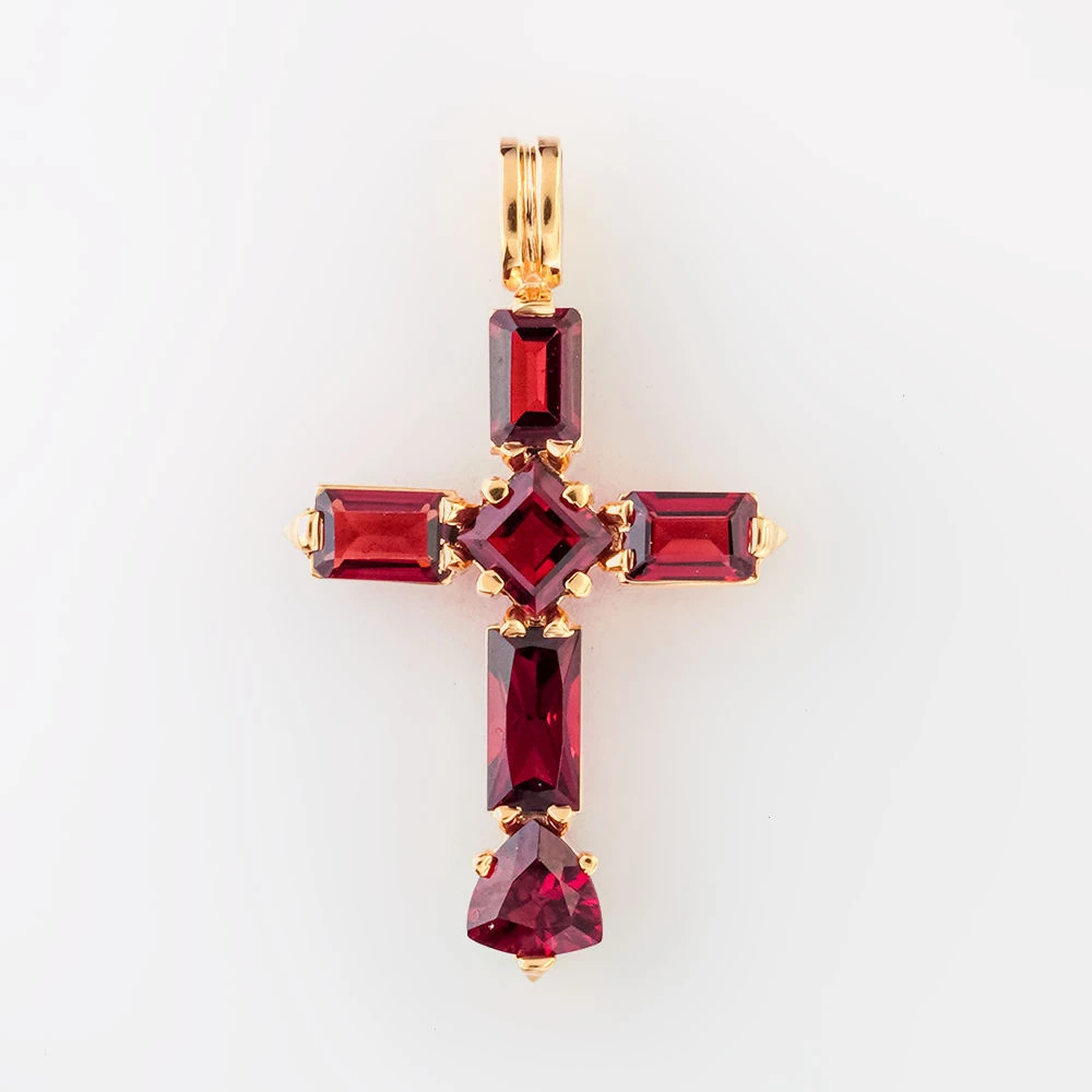 Подвес с гранатом из красного золота 585 пробы