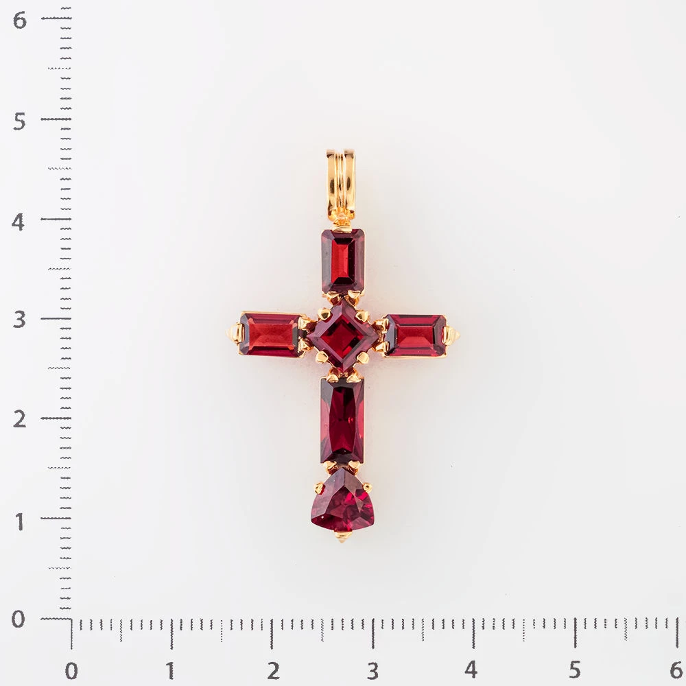 Подвес с гранатом из красного золота 585 пробы