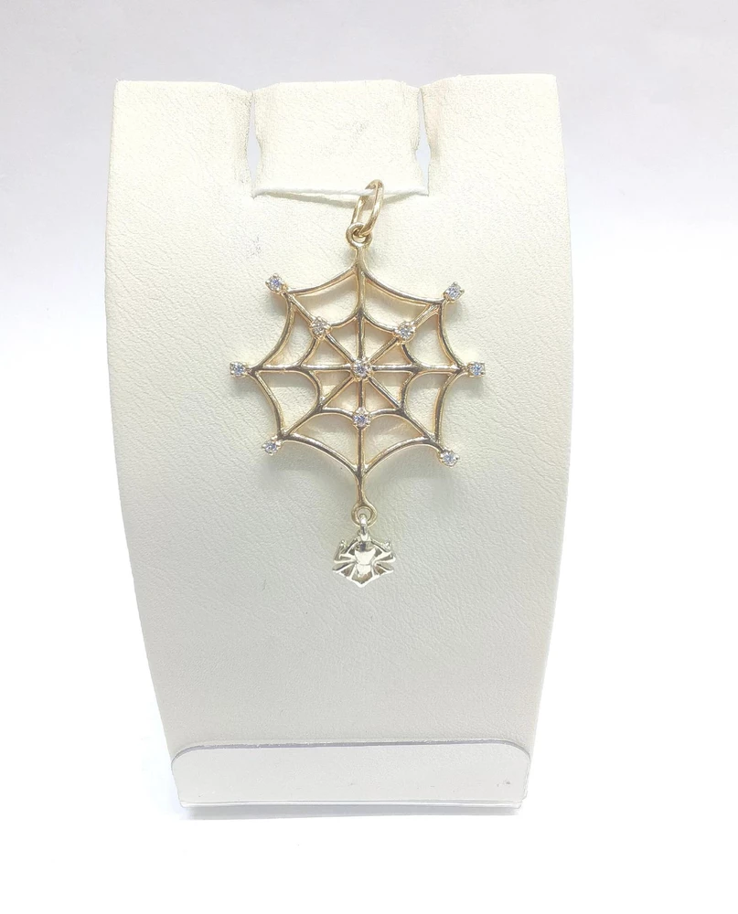 Подвес с фианитом из красного золота 585 пробы