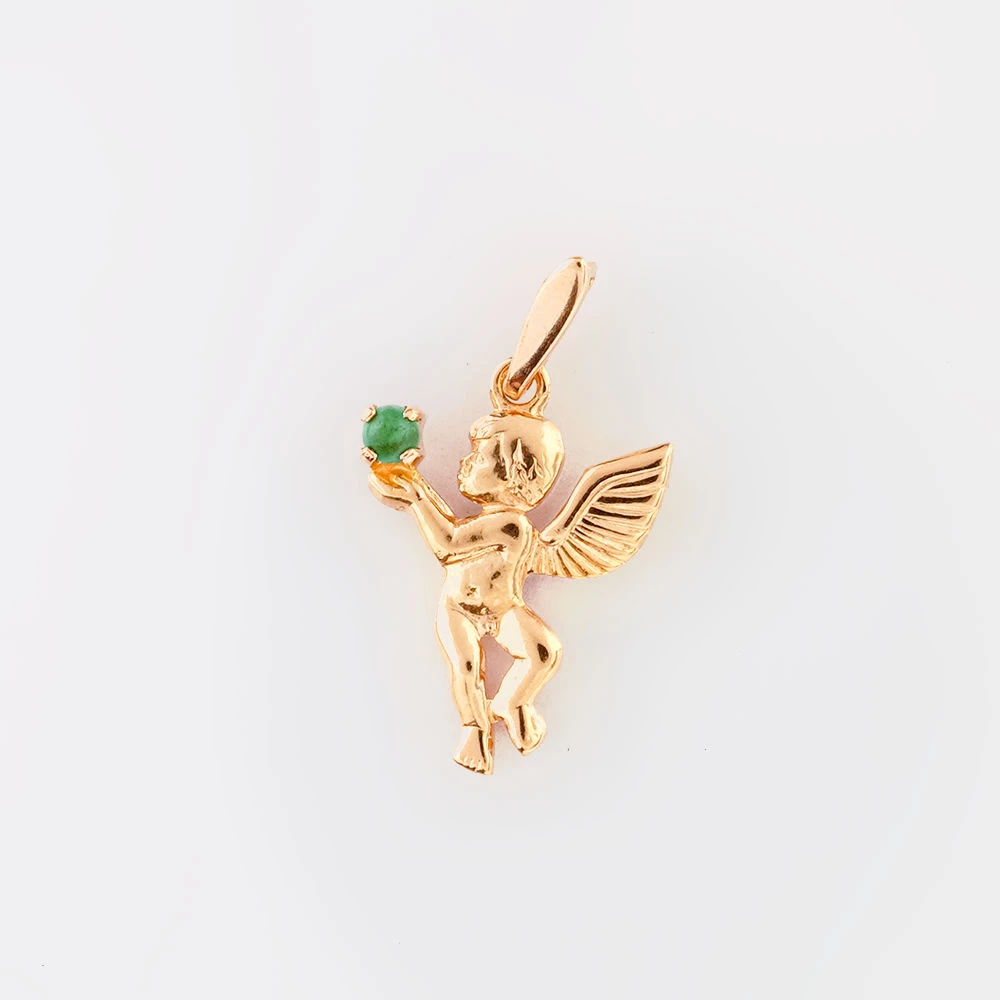 Подвес с бирюзой синтетической из красного золота 585 пробы