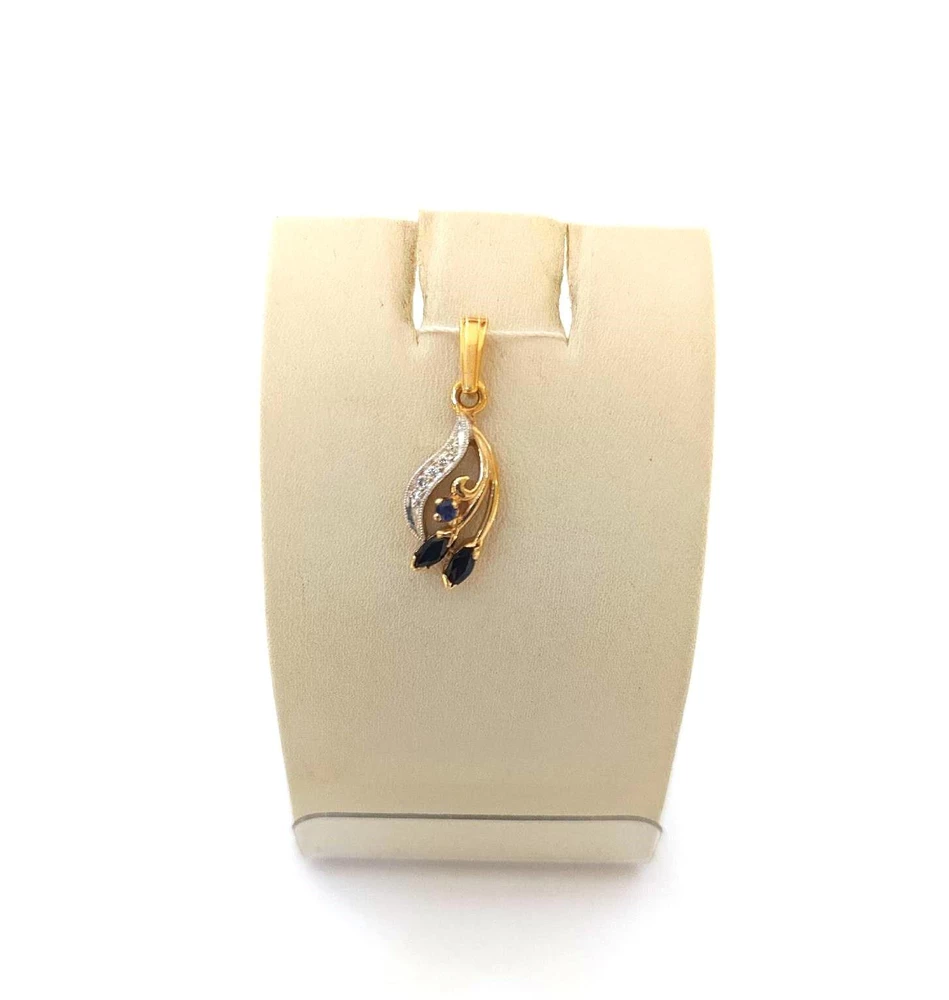 Подвес с сапфиром из красного золота 585 пробы