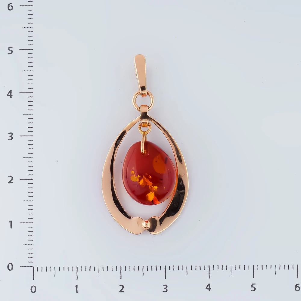Подвес с янтарем из красного золота 585 пробы