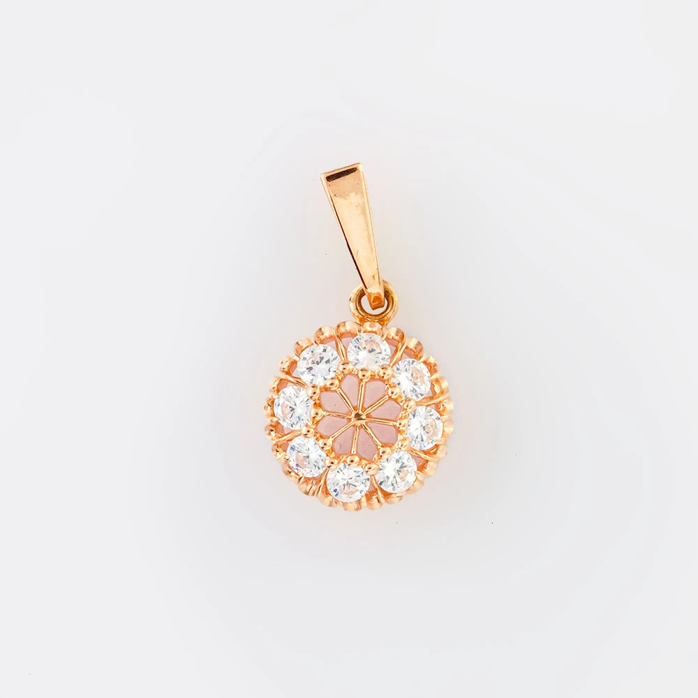 Подвес с фианитом из красного золота 585 пробы