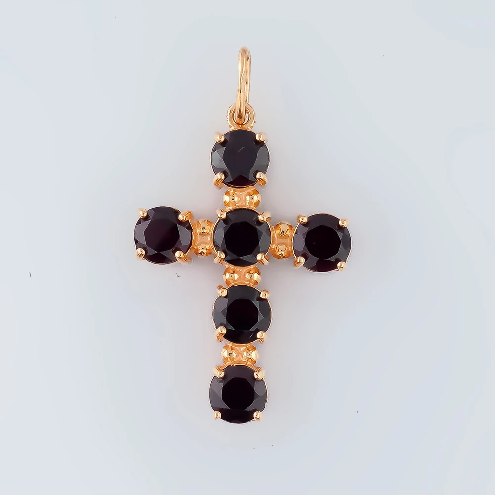 Подвес с гранатом из красного золота 585 пробы