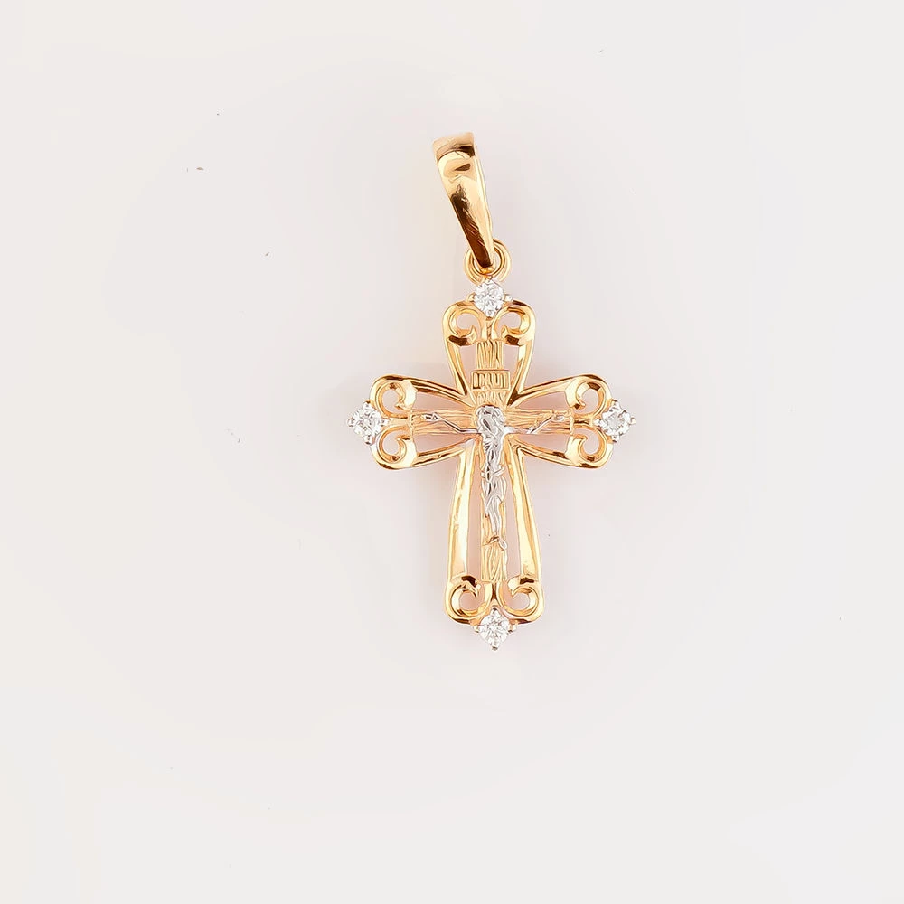 Подвес с бриллиантом из красного золота 585 пробы