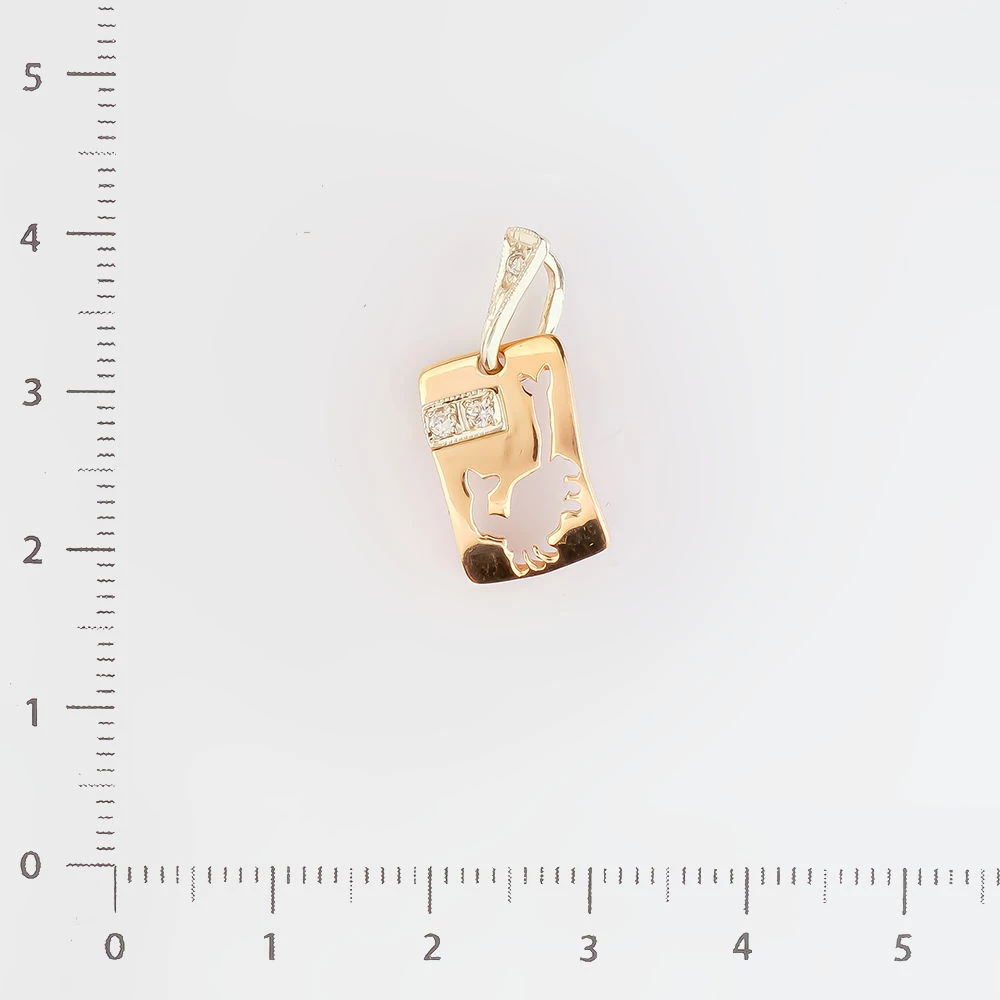 Подвес с бриллиантом из красного золота 585 пробы