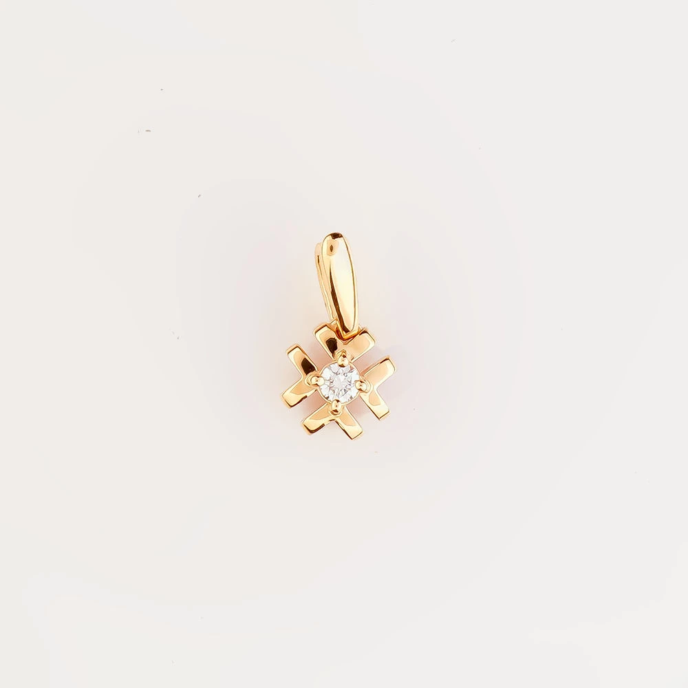 Подвес с бриллиантом из красного золота 585 пробы