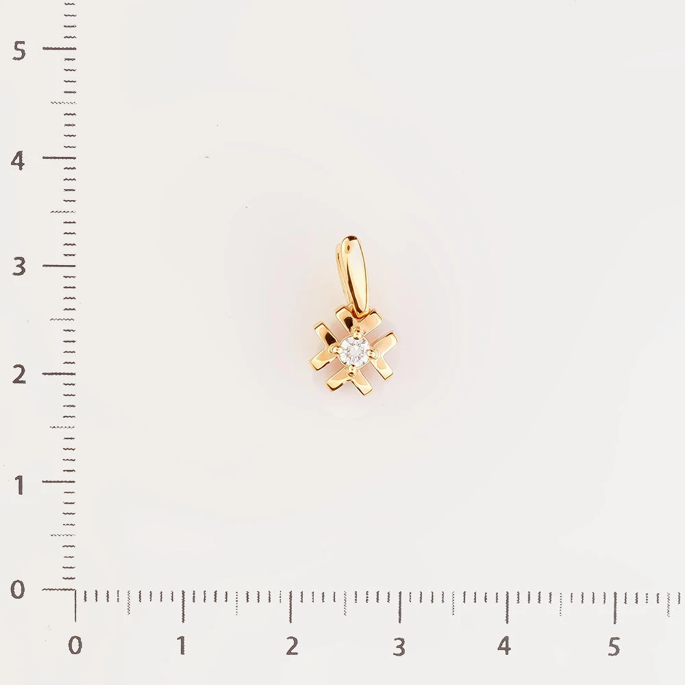 Подвес с бриллиантом из красного золота 585 пробы