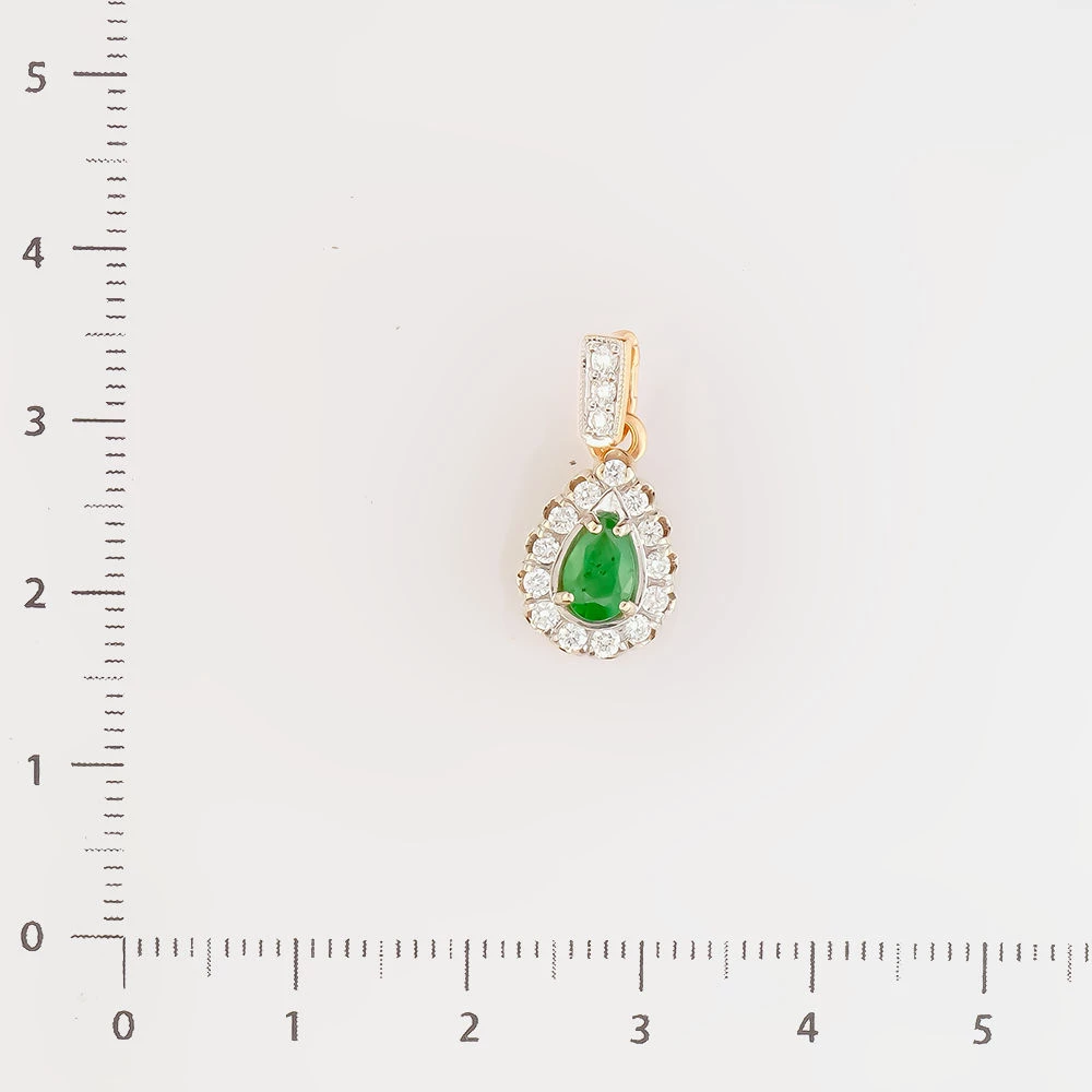 Подвес с изумрудом из красного золота 585 пробы