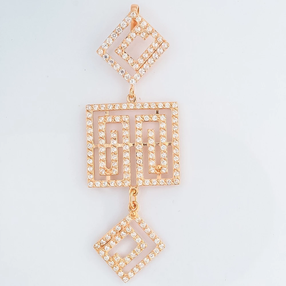 Подвес с фианитом из красного золота 585 пробы