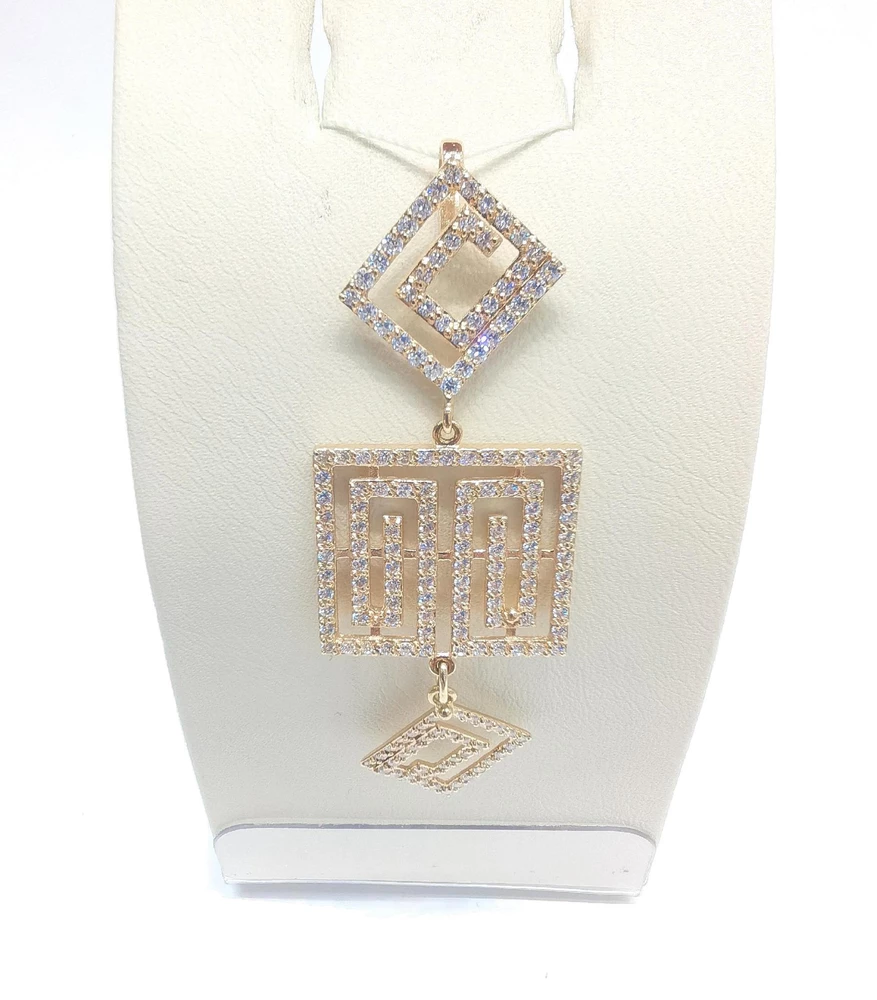 Подвес с фианитом из красного золота 585 пробы