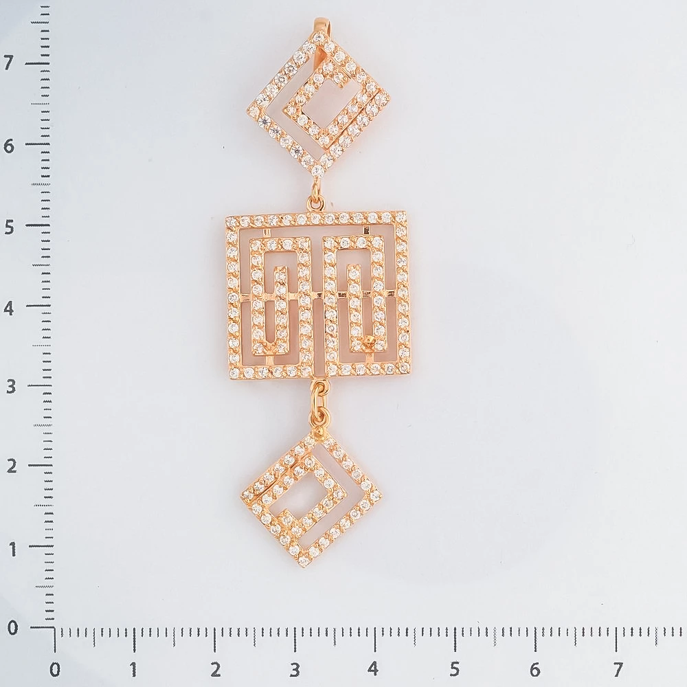 Подвес с фианитом из красного золота 585 пробы