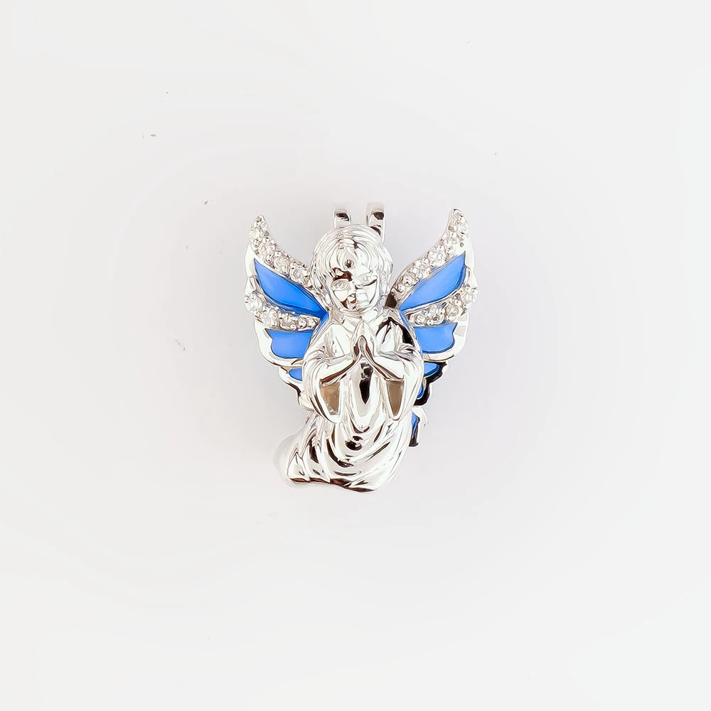 Подвес с эмалью из белого золота 585 пробы