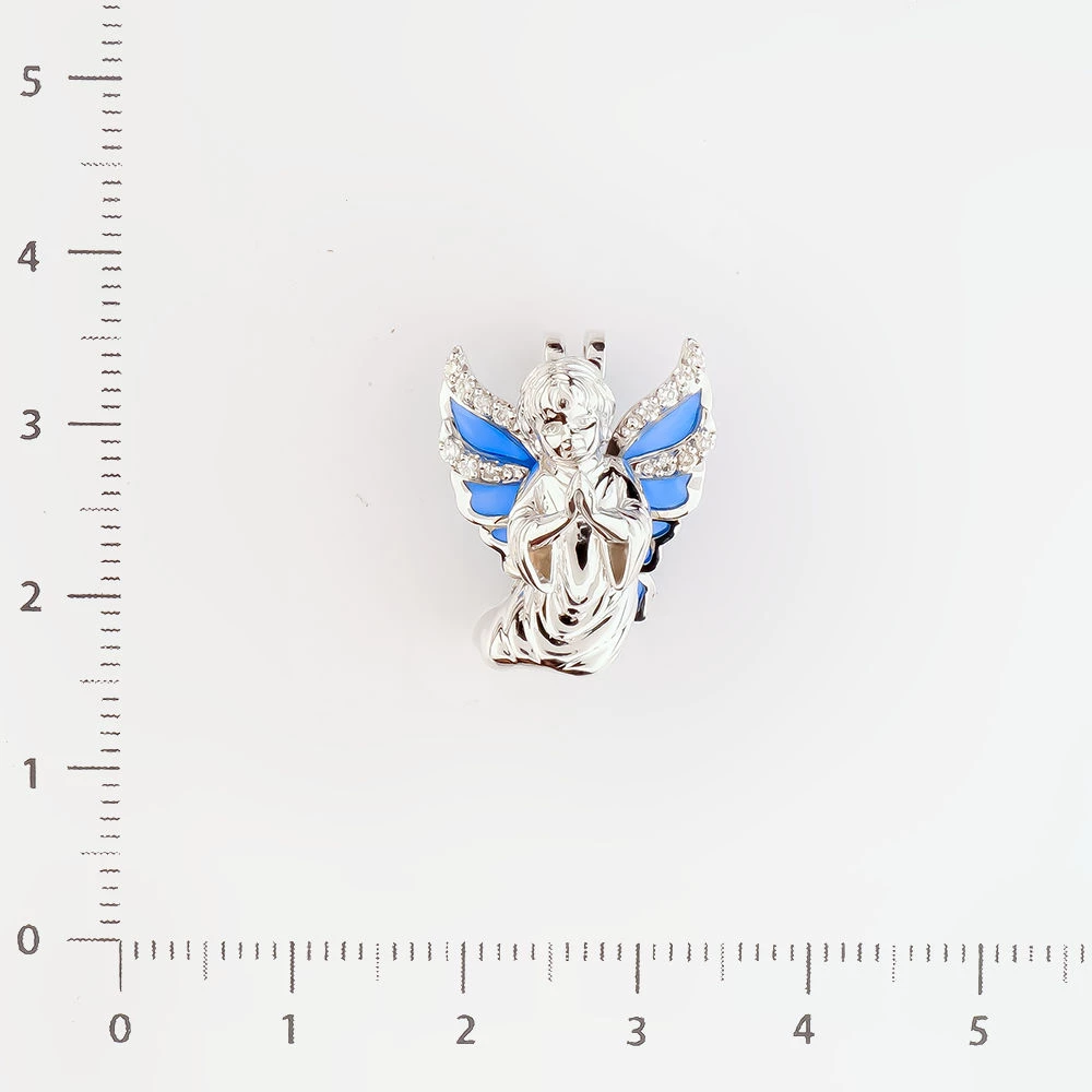 Подвес с эмалью из белого золота 585 пробы