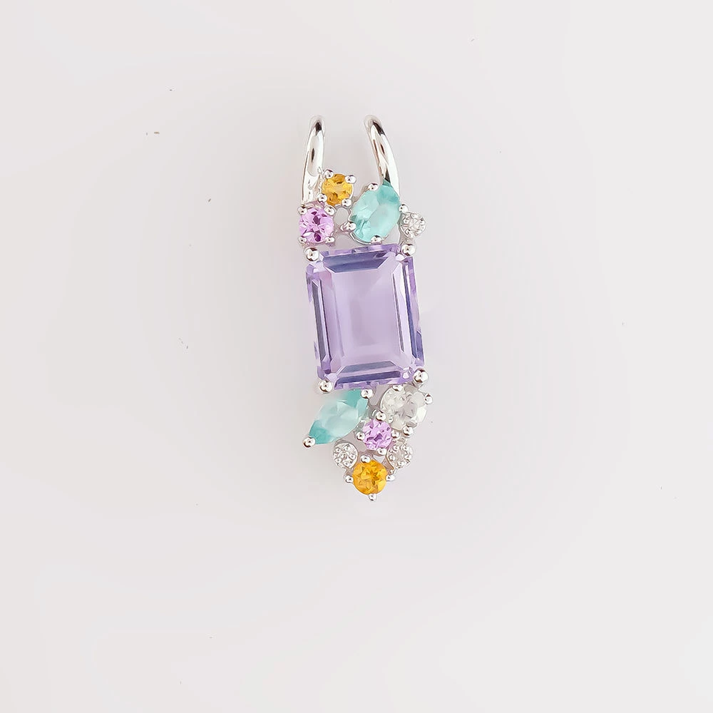 Подвес с цитрином из белого золота 585 пробы