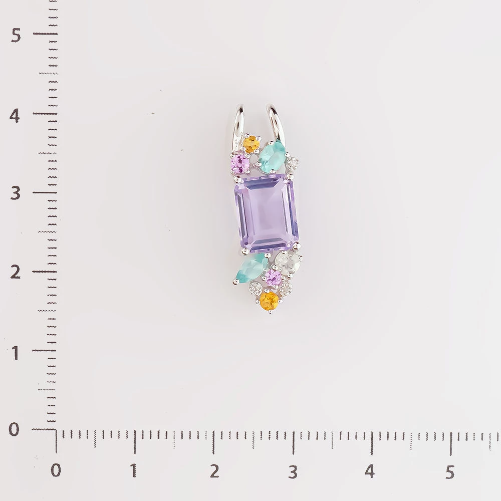 Подвес с цитрином из белого золота 585 пробы