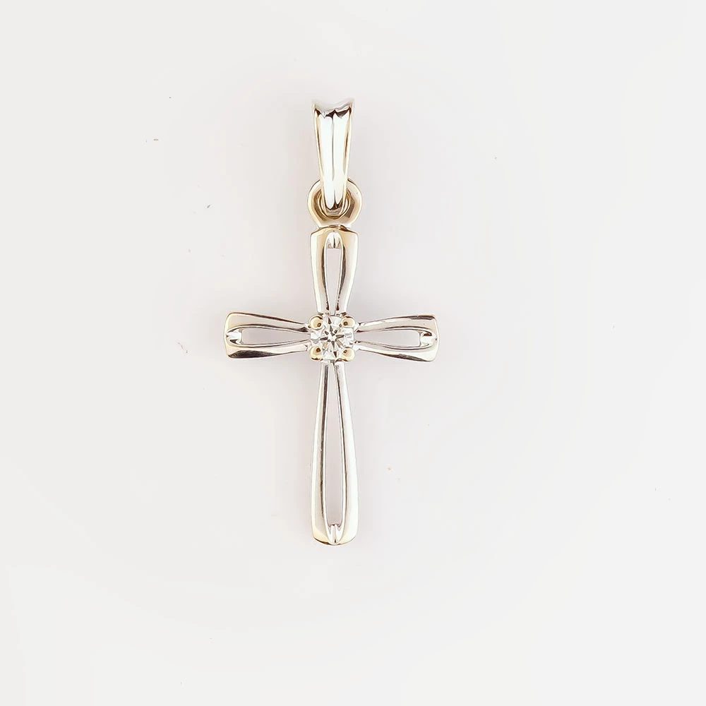 Подвес с бриллиантом из белого золота 585 пробы