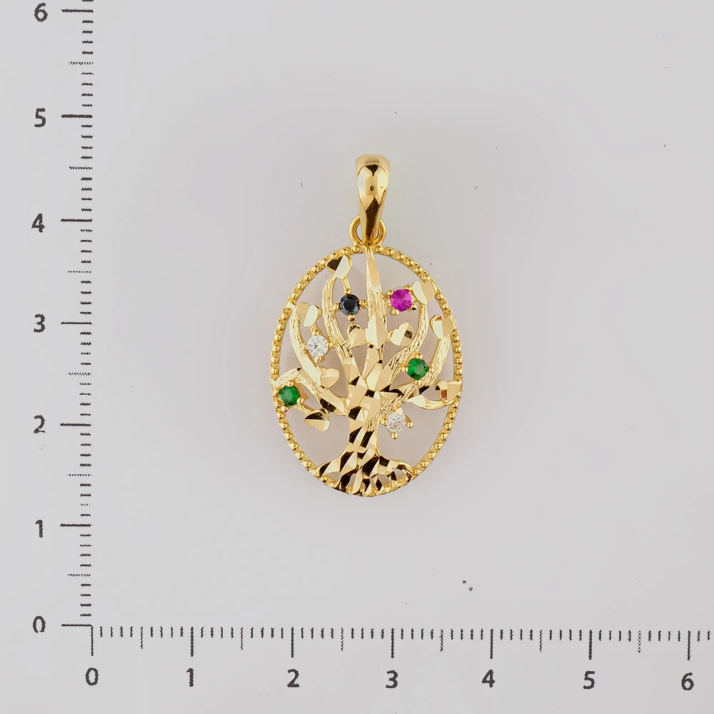 Подвес с изумрудом синтетическим из желтого золота 585 пробы