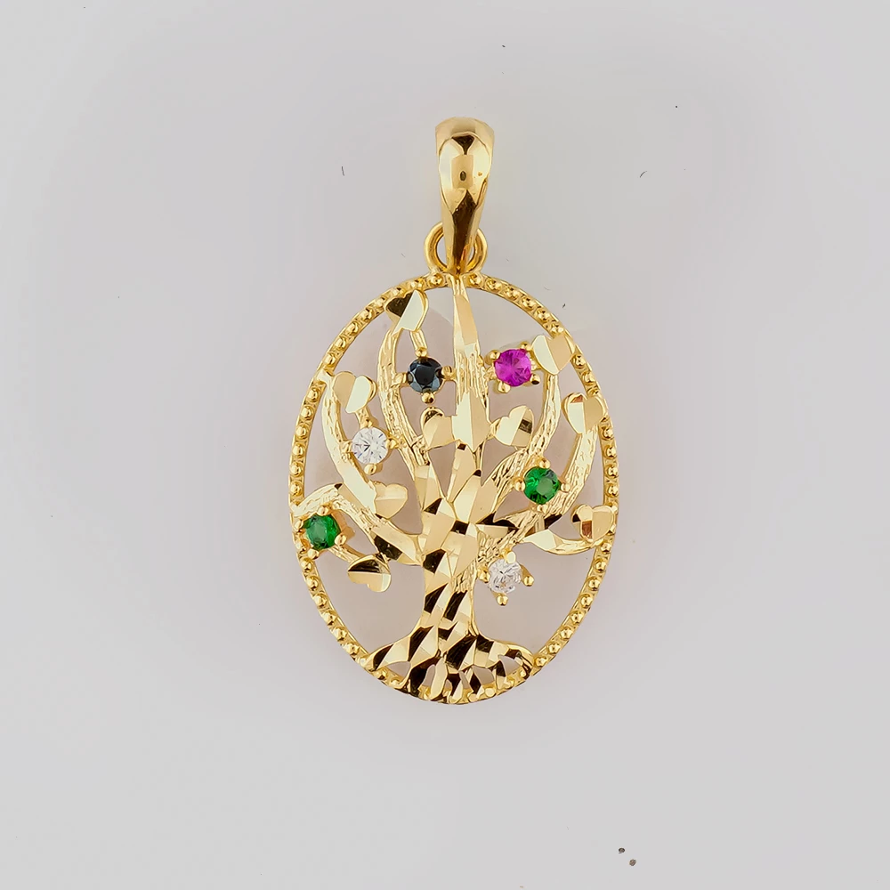 Подвес с изумрудом синтетическим из желтого золота 585 пробы