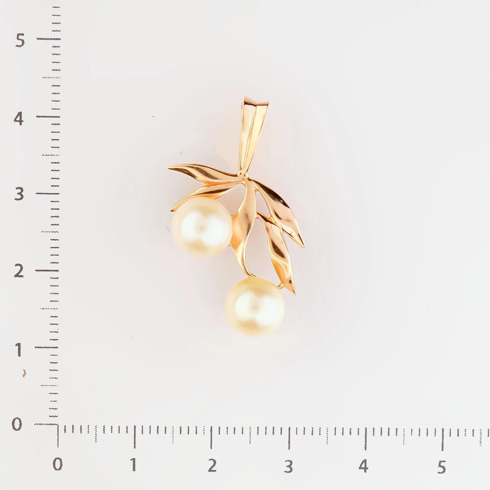 Подвес с культивированным жемчугом из красного золота 583 пробы