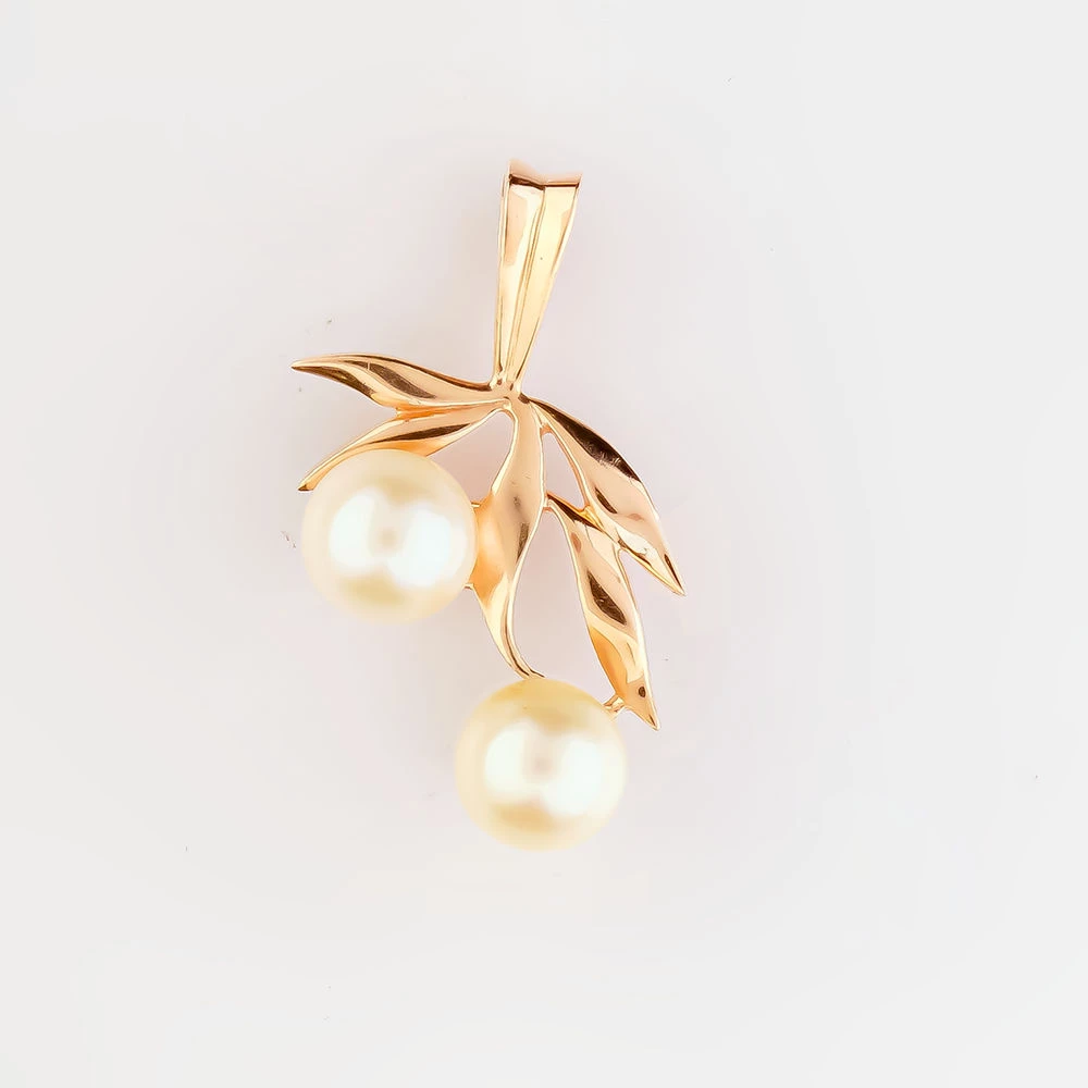 Подвес с культивированным жемчугом из красного золота 583 пробы