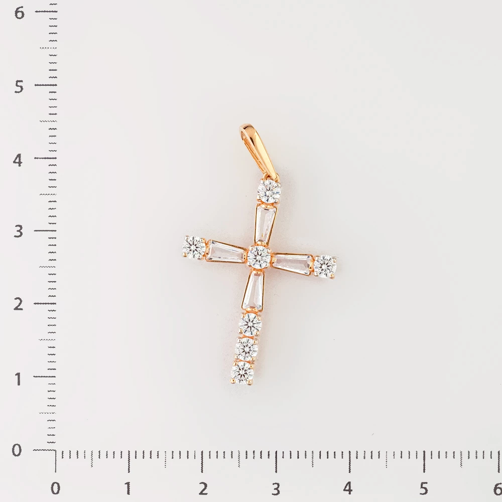 Подвес с фианитом из красного золота 585 пробы