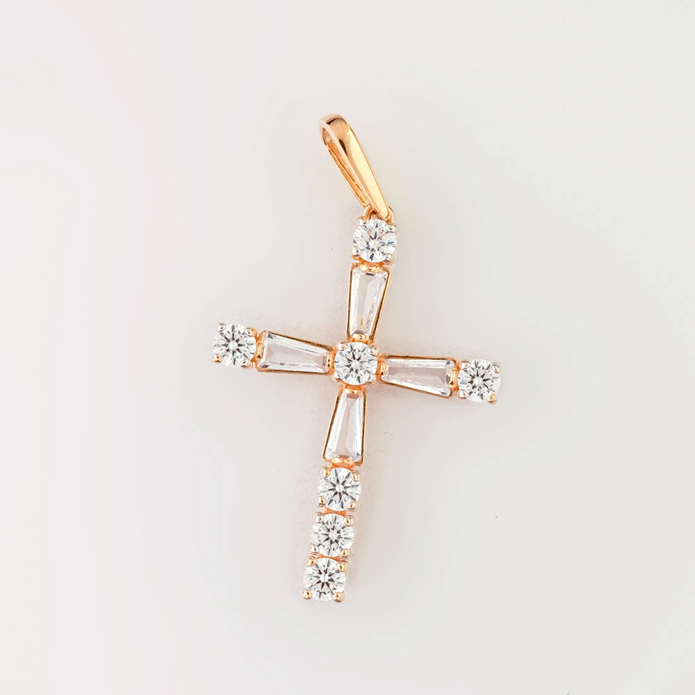 Подвес с фианитом из красного золота 585 пробы