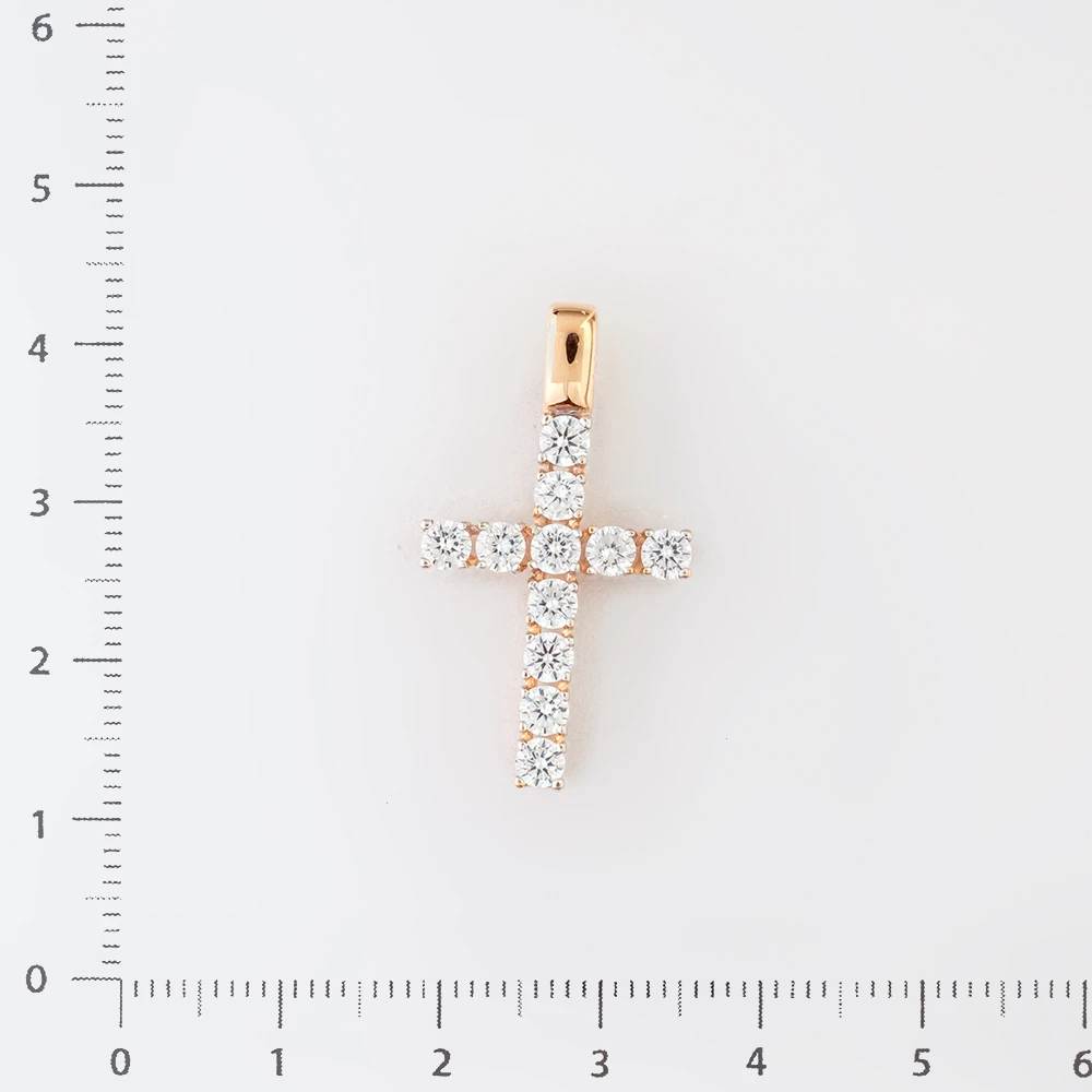 Подвес с фианитом из красного золота 585 пробы